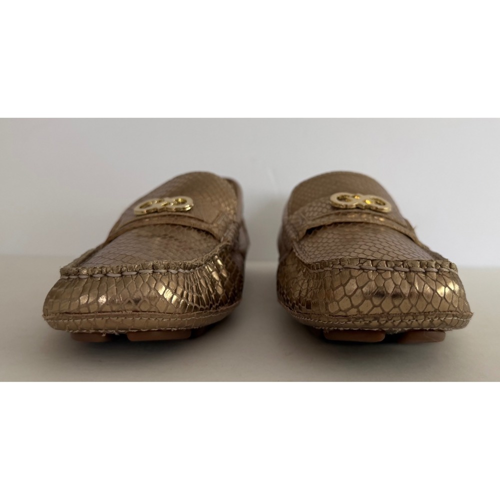 Cole Haan Womens Gold Snakeskin Embossed Leather Driving Loafers Goldtone Log 8B - Picture 4 of 10